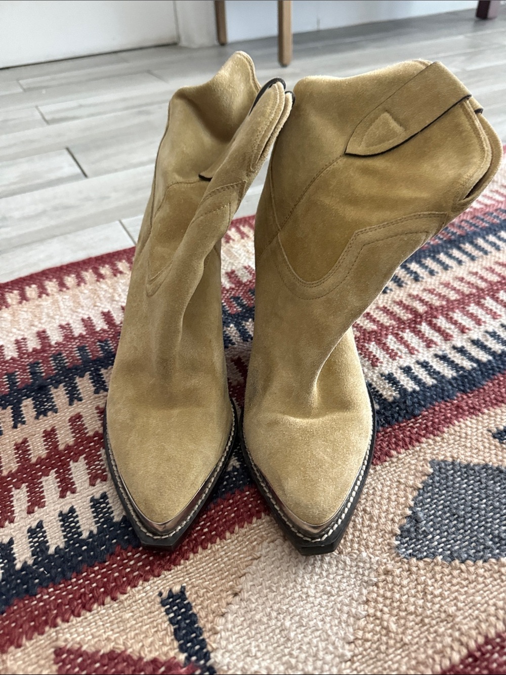 Isabel Marant Women’s Suede Pointed-Toe Western Ankle Boots - Tan Size 39